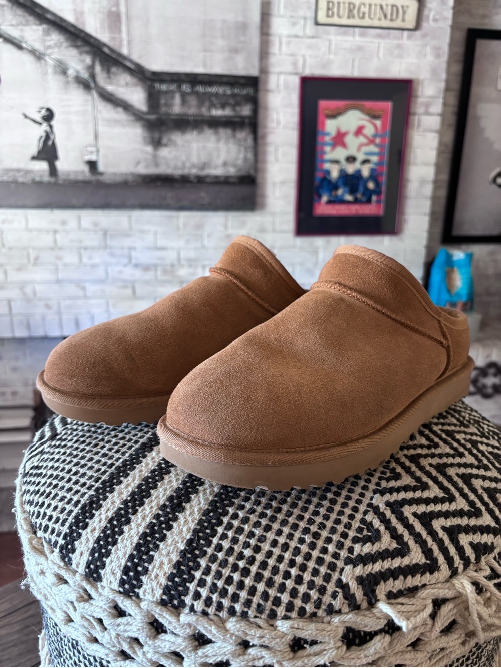 UGG Chestnut Suede Backless Slip-On Mules sz 10